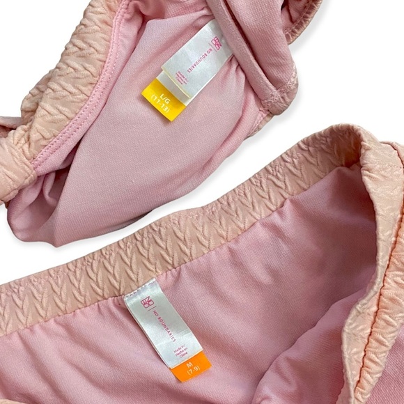 Pink Textured Fair Isle Swimsuit Bikini M L - Picture 6 of 6